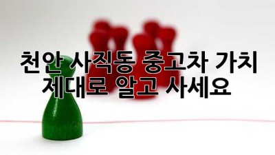 천안 사직동 중고차 가치, 제대로 알고 사세요!